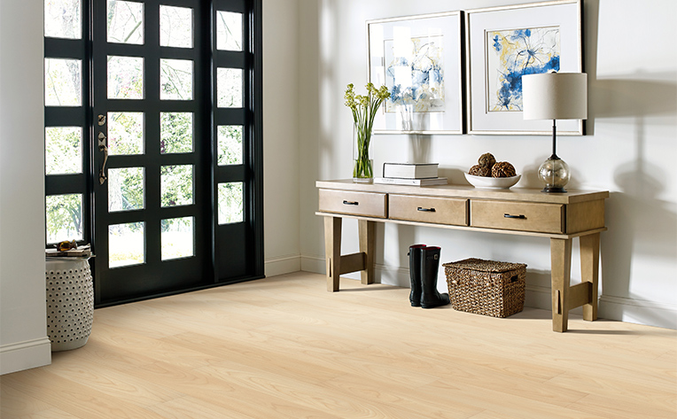 entryway with light luxury vinyl flooring